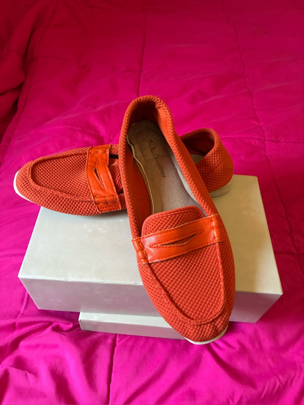 C.Laundry Women’s Orange Woven Slip-On Loafers